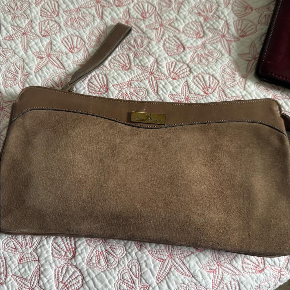 Vintage Etienne Aigner Brown Suede Wristlet